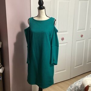 Isaac Mizrahi Teal Cold Shoulder Dress